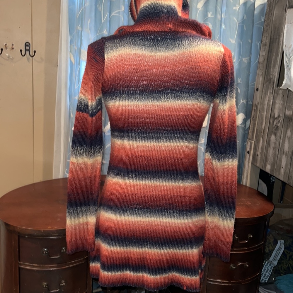 Roz&Ali multi colored striped cardigan with front toggle button closure size S! - Picture 7 of 9